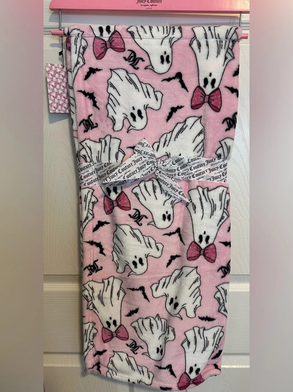 Juicy Couture Blanket Pink Ghost and Bat Plush Throw New